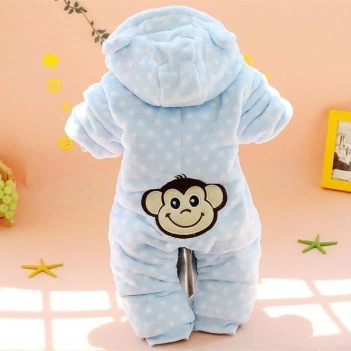 Pijama FUNMOON para bebé niña y niño, nuevo y cálido mono de invierno para recién nacidos de 3 a 12 meses - Azul