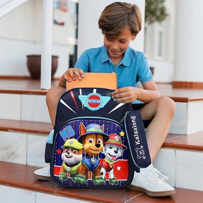 Pat kinderrugzak, schooltas voor jongens, kinderrugzak voor peuterspeelzaal, kleuterschool, basisschool, zwart