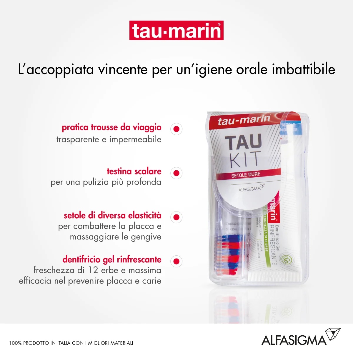 ALFASIGMA TAU MARIN Set bestehend aus Tau-Marin Hartzahnbürsten und erfrischender Kräutergel-Zahnpasta (20 ml)