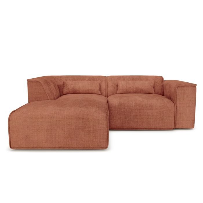 NUNA 4-Sitzer Ecksofa mit fester linker Seite in Terrakotta-Stoff