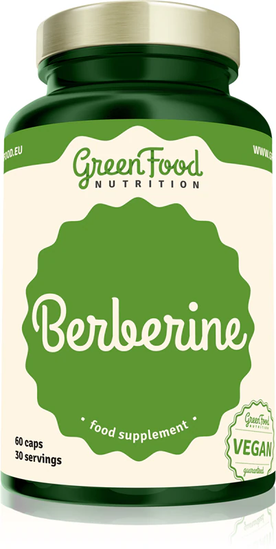 Cápsulas de suplemento alimentar de berberina da GreenFood Nutrition para desintoxicação do corpo.