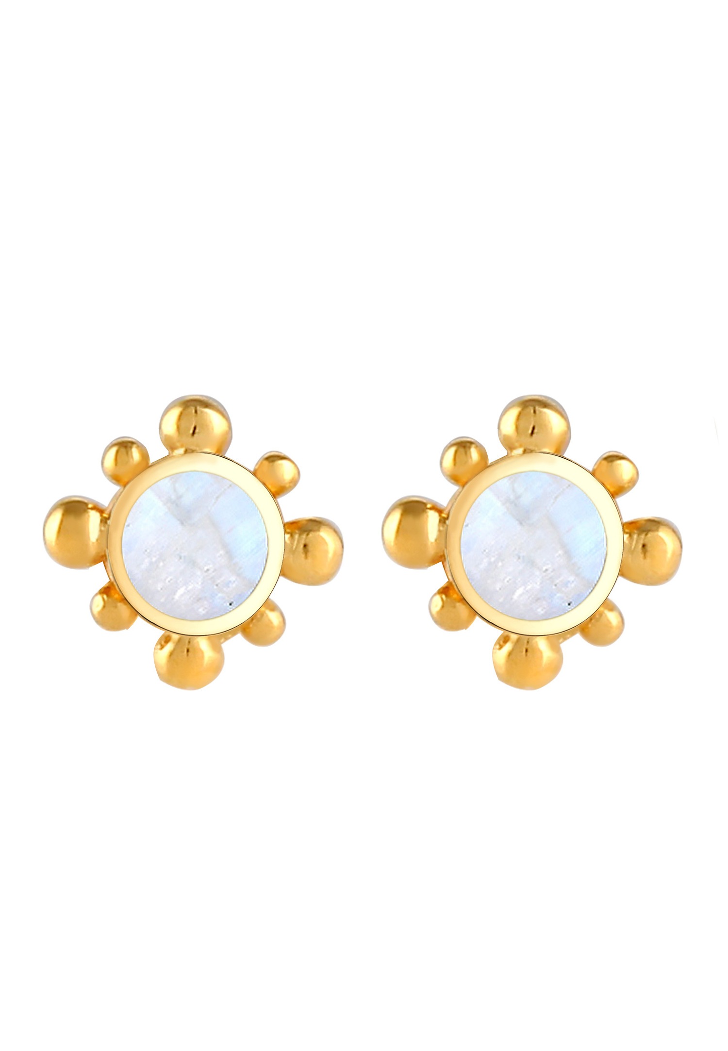 Elli en pierre de lune pour dames - Vintage 925/1000 argent massif Plaqué or
