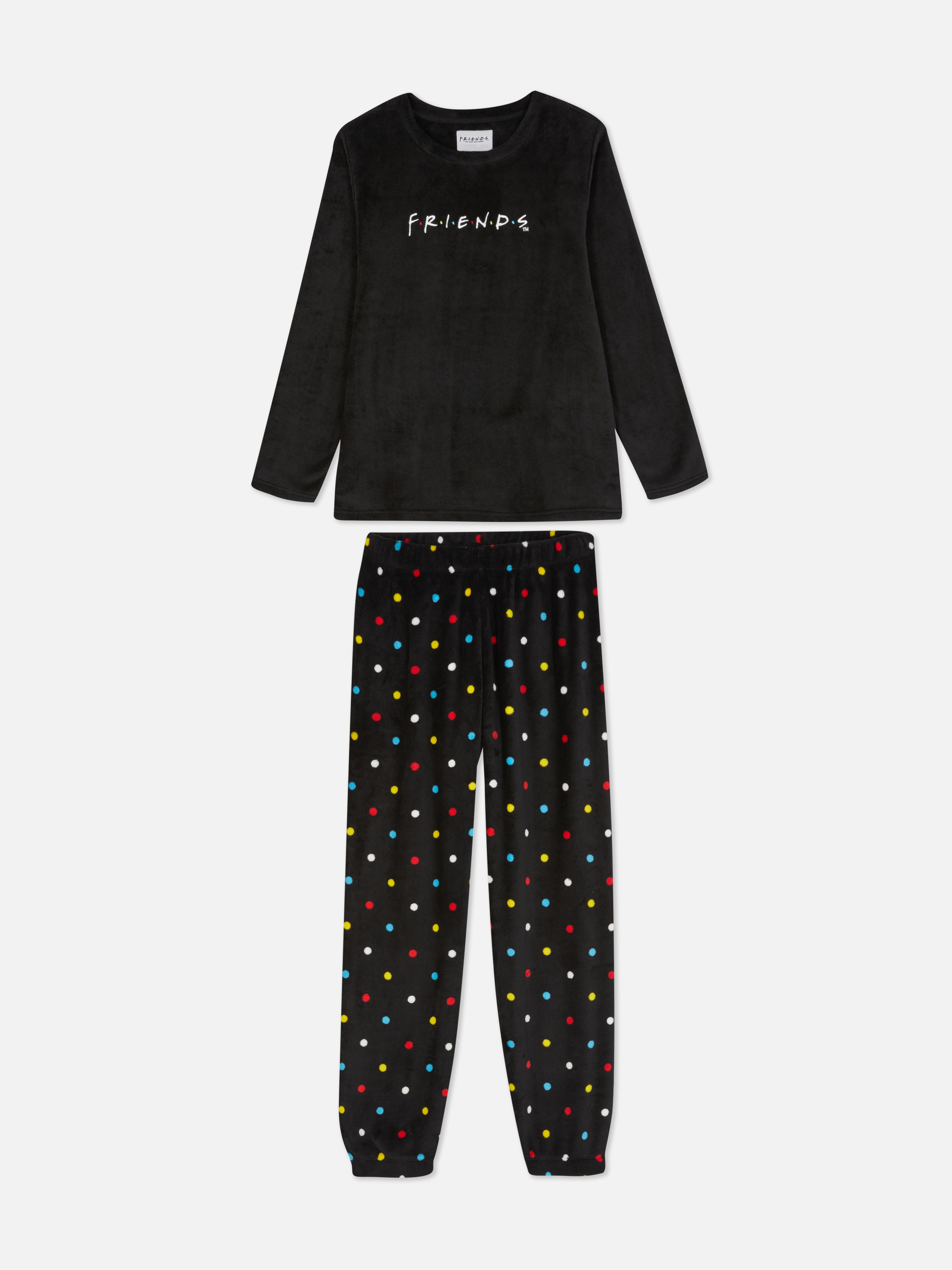 Set de pijamale din fleece O pijamale din fleece cu guler rotund și manșete la gleznă