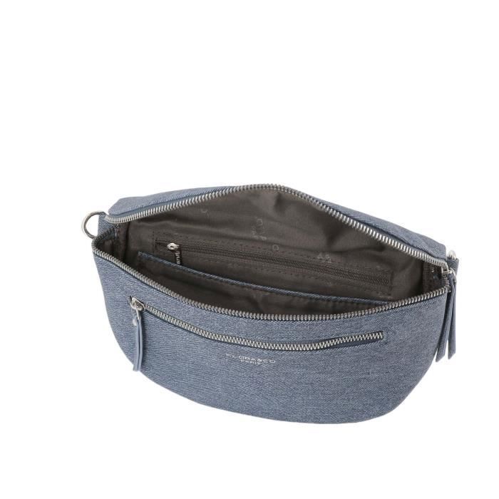 Damen-Schultertasche aus Denim - Flora Co Paris - Blau - Synthetikmaterial