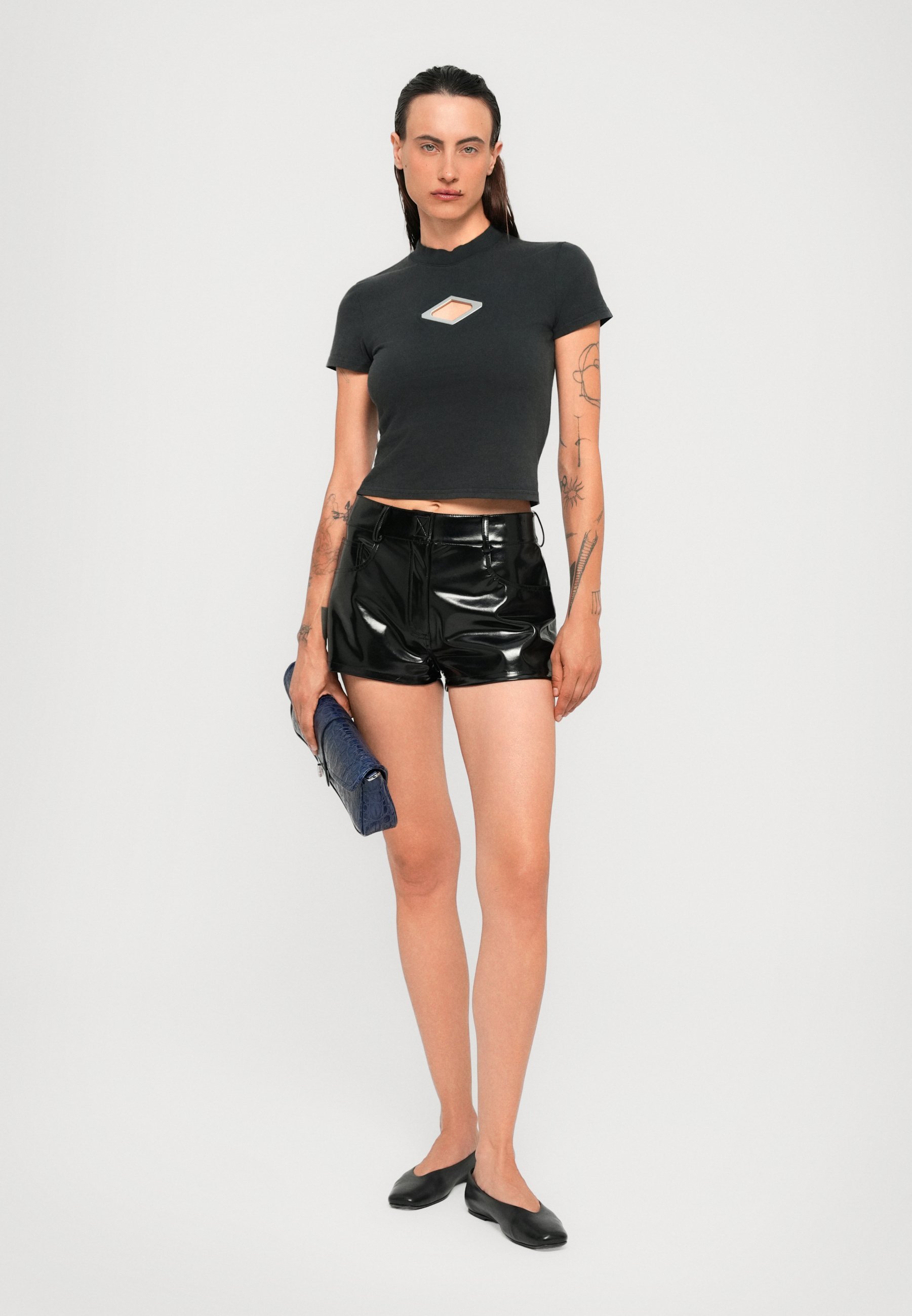 Han Kjøbenhavn DIAMOND SLIM - T-shirt con stampa - nero lavato