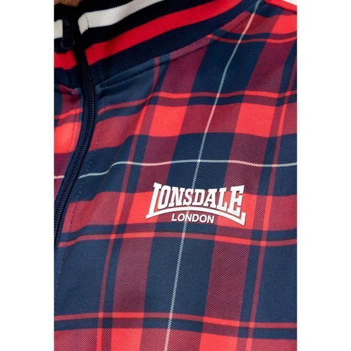 Lonsdale Survêtement homme slim fit bleu/blanc/rouge 2XL – Veste et pantalon imprimé all-over