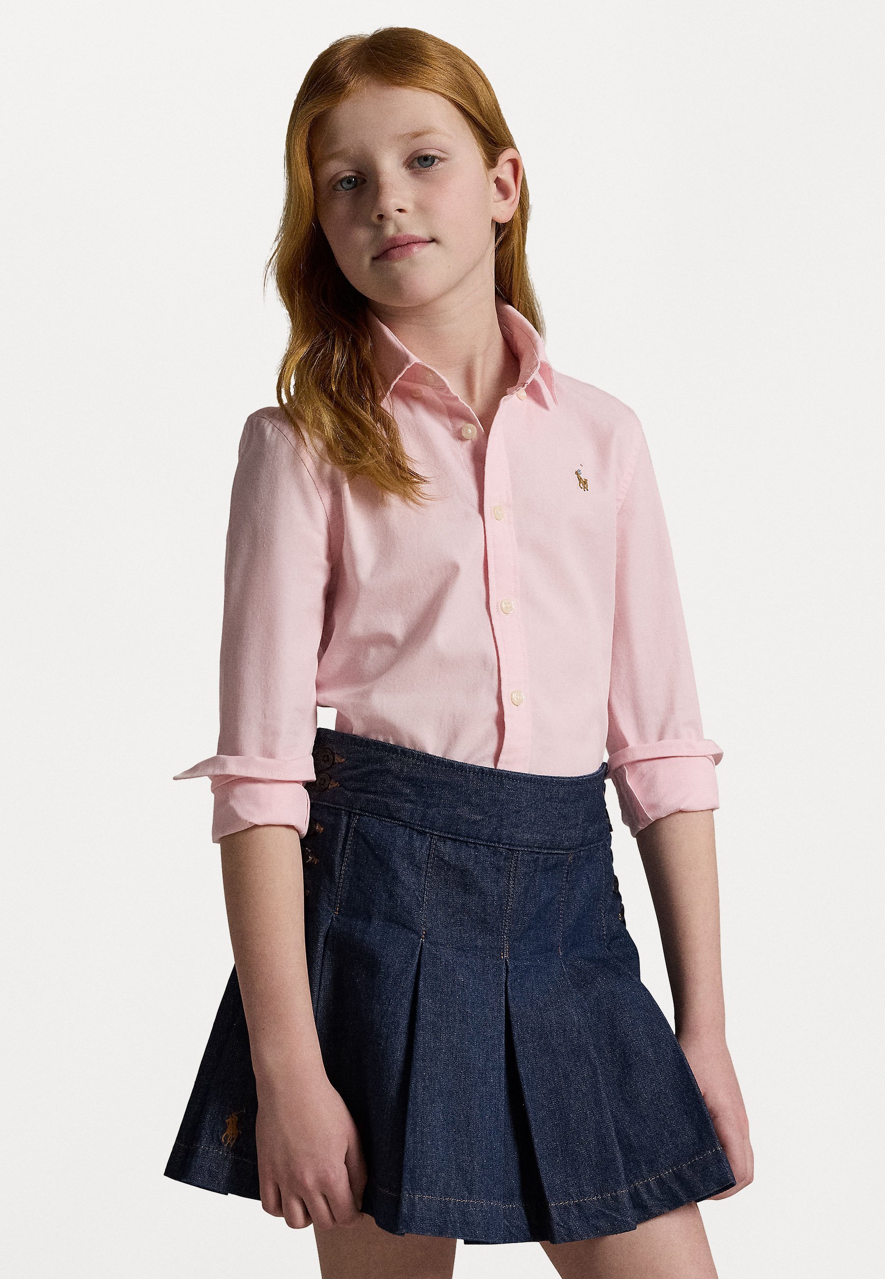 Polo Ralph Lauren katoenen Oxford-shirt met ruches - Blouse met knoopsluiting - badroze