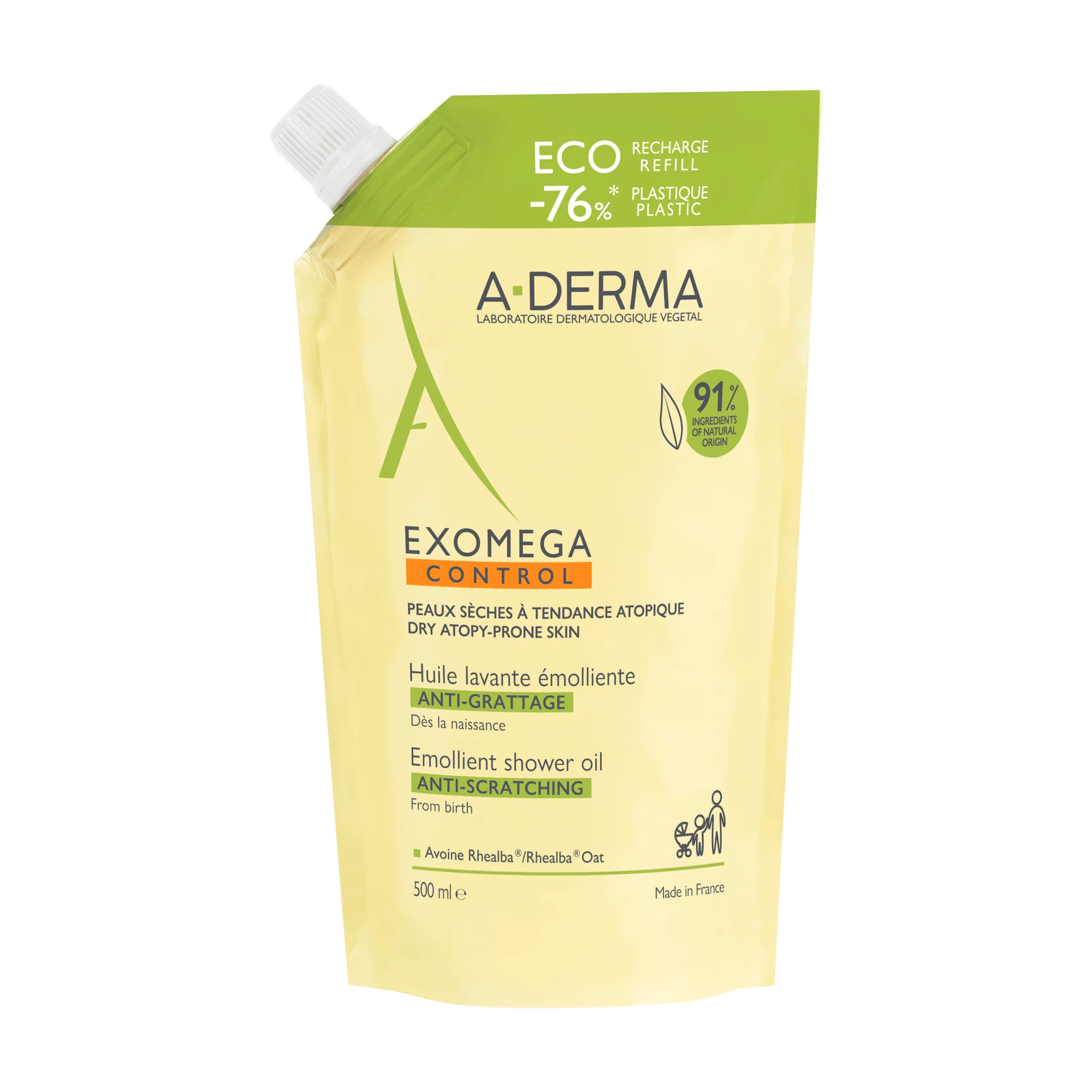 Olejek pod prysznic Exomega Control w opakowaniu uzupełniającym 500 ml – A-Derma