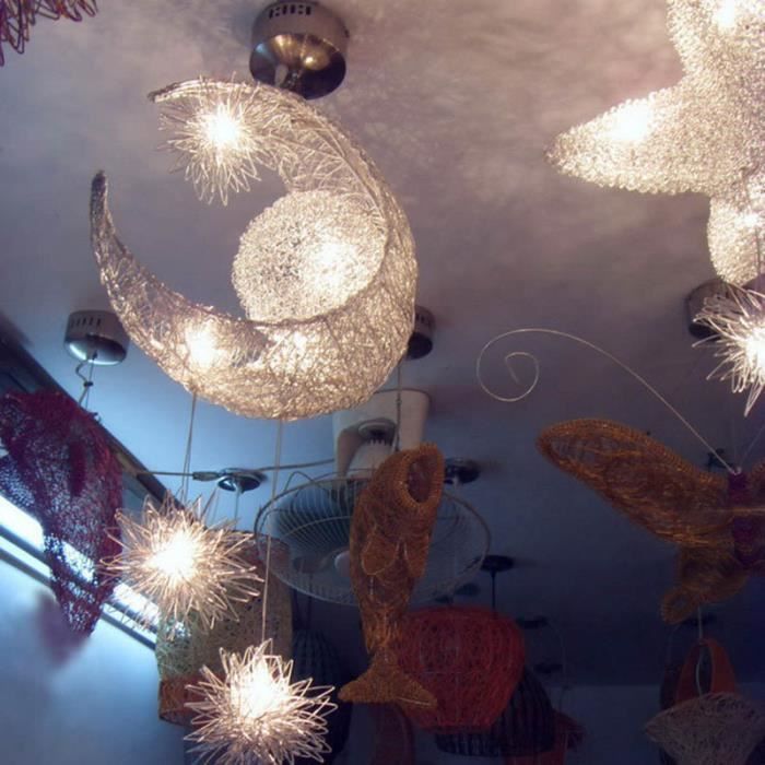 Plafonnier en aluminium LEMONBEST - Lumière de lune et d'étoile - Chambre d'enfant - Blanc
