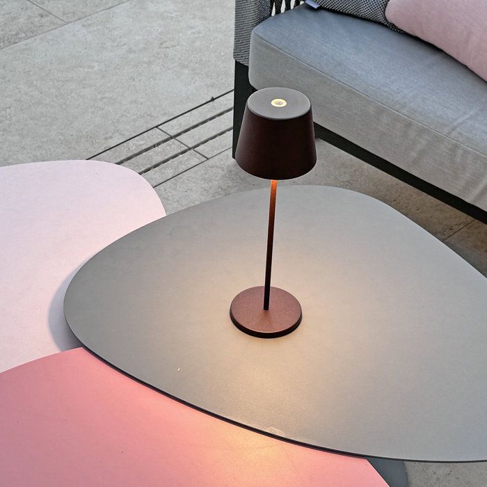 Lampada da tavolo wireless - LUMISKY - KELLY VINTAGE - Alluminio marrone - LED bianco dimmerabile - Ricaricabile - H38 cm
