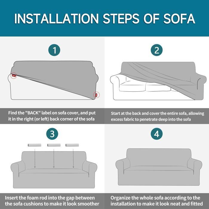 Funda elástica para sofá - OTBACT - 3 plazas - Impermeable - Resistente a los arañazos - Resistente al polvo