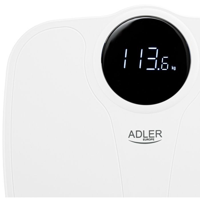 Pèse-personne Numérique Haute Précision 180 kg, Écran LED, Arrêt Automatique Adler AD8172W  Blanc