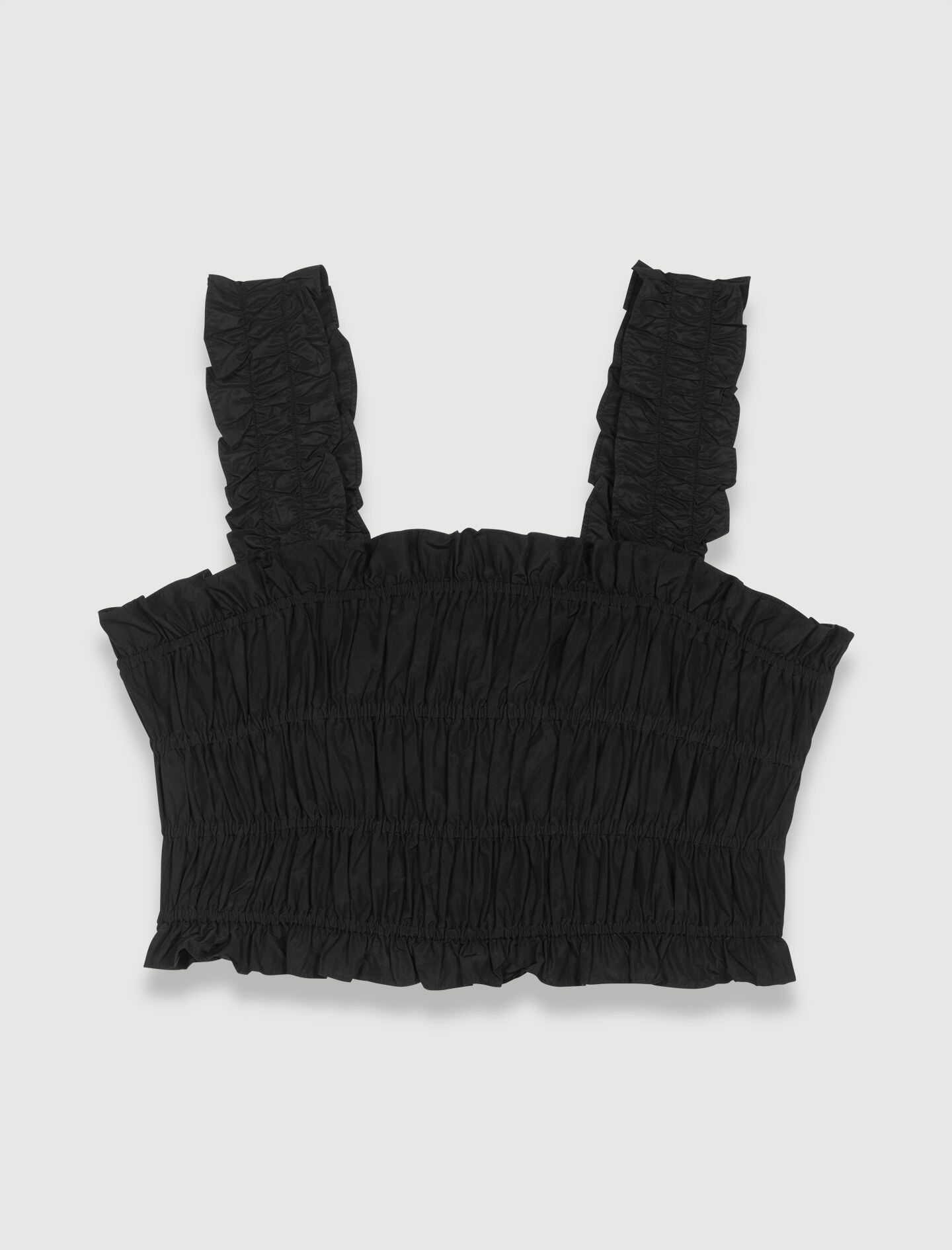 Top scurt cu pliuri - Negru