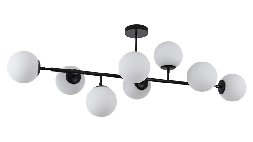 Lampa wisząca Dorado 8-punktowa szklana biało-czarna