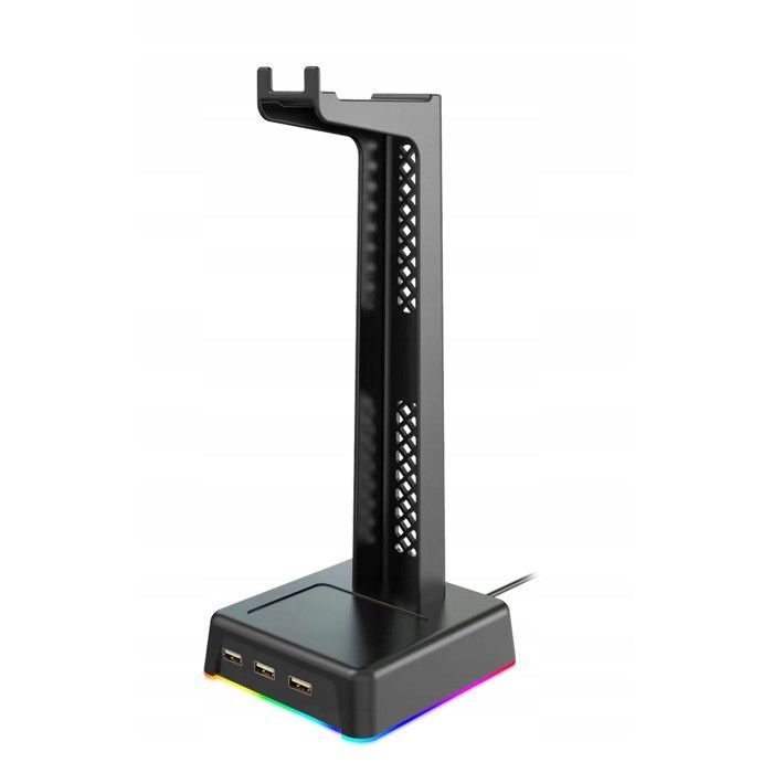 Soporte de escritorio para auriculares, concentrador USB 3x, retroiluminación LED, ST-1545