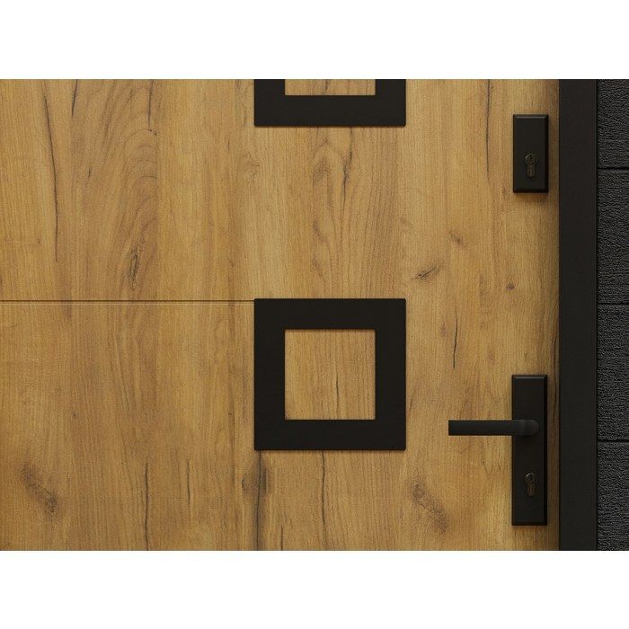 Porta d'ingresso in acciaio inox con finiture in acciaio inox, 207 x 100 cm, effetto rovere - spessore 55 mm - apertura a sinistra - TIFANA