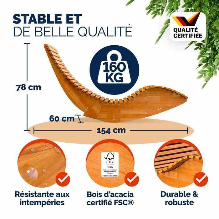 Set mit 2 CASARIA® Klapp-Schaukelliegen aus FSC-zertifiziertem Akazienholz, ergonomische Sonnenliege für Garten oder Sauna