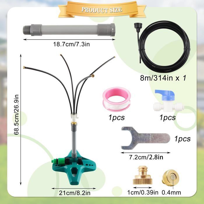 Sistema de nebulización independiente para patios, sistema de nebulización para patios con manguera de 8 m, sistema de nebulización para jardines exteriores