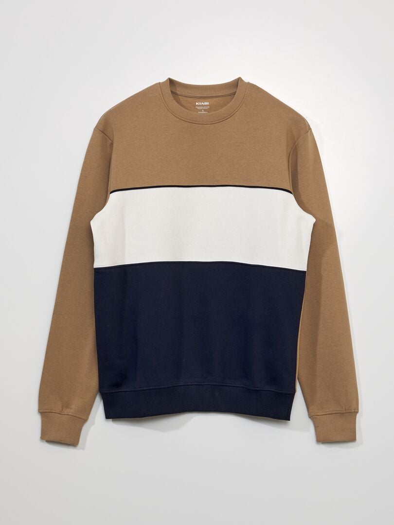Moletom color block em tecido fleece - AZUL