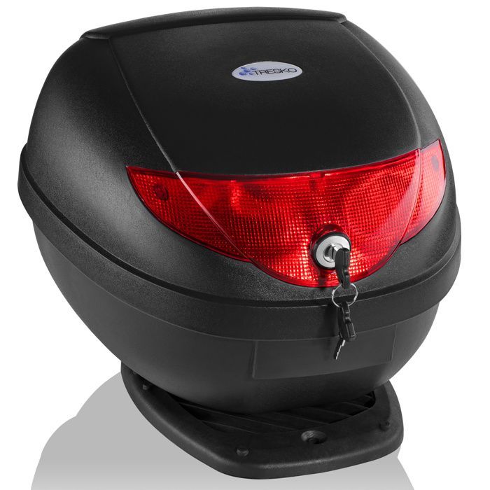 TRESKO® Top Case Moto Universel 24L | 2 clés incluses | Compatible 1 Casque, Éclaboussures, pour Moto, Scooter, Cyclomoteur & Quad