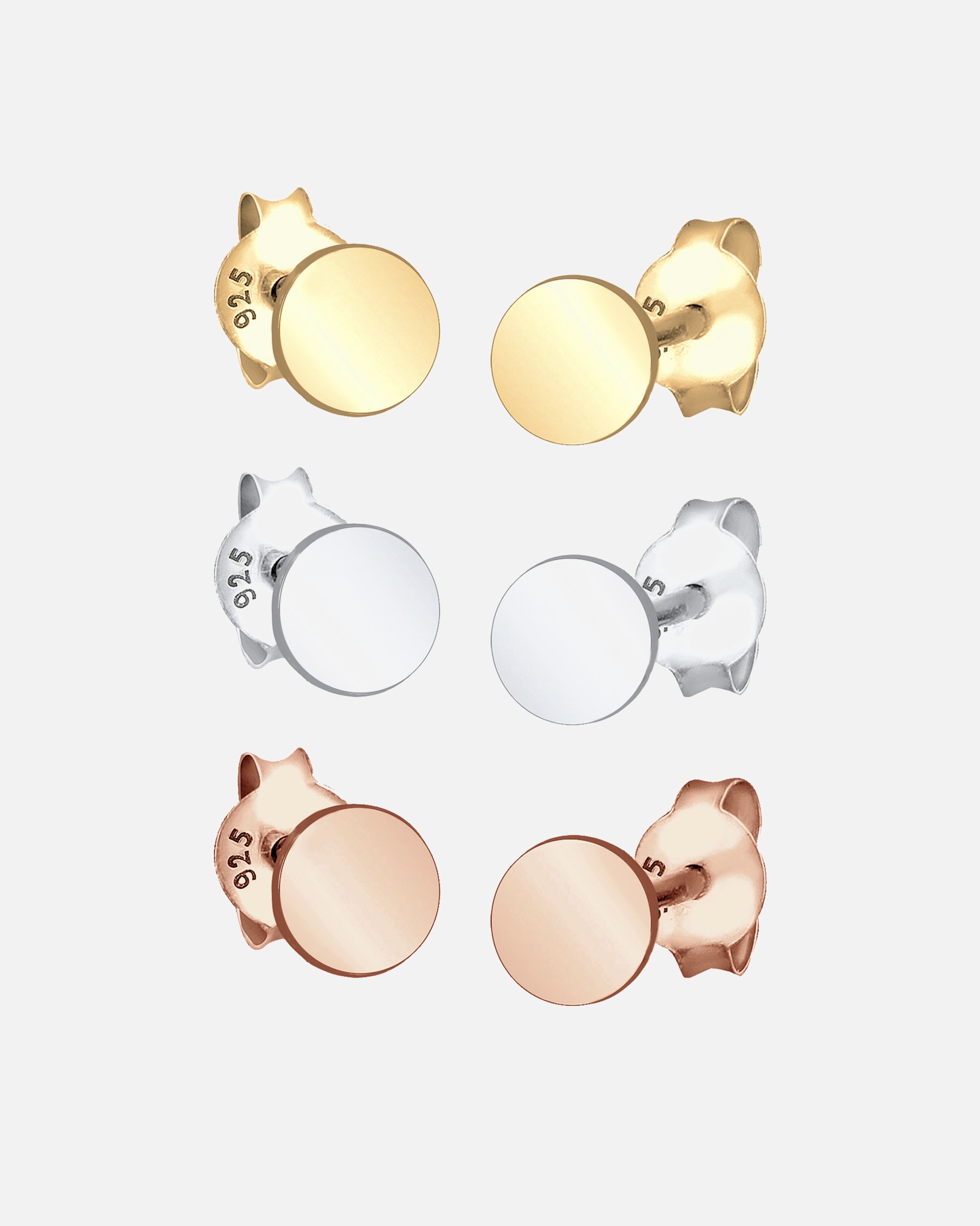 Elli Femmes Set de 3 Cercle Basique Tri-Color en Argent Sterling 925