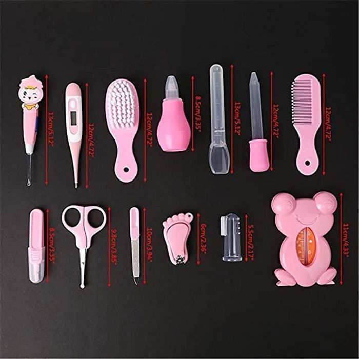 Kit de cuidado para bebés, kit de 13 piezas para el cuidado del bebé, kit para recién nacidos, cuidado de uñas, cuidado del cabello, cuidado de la salud, termómetro