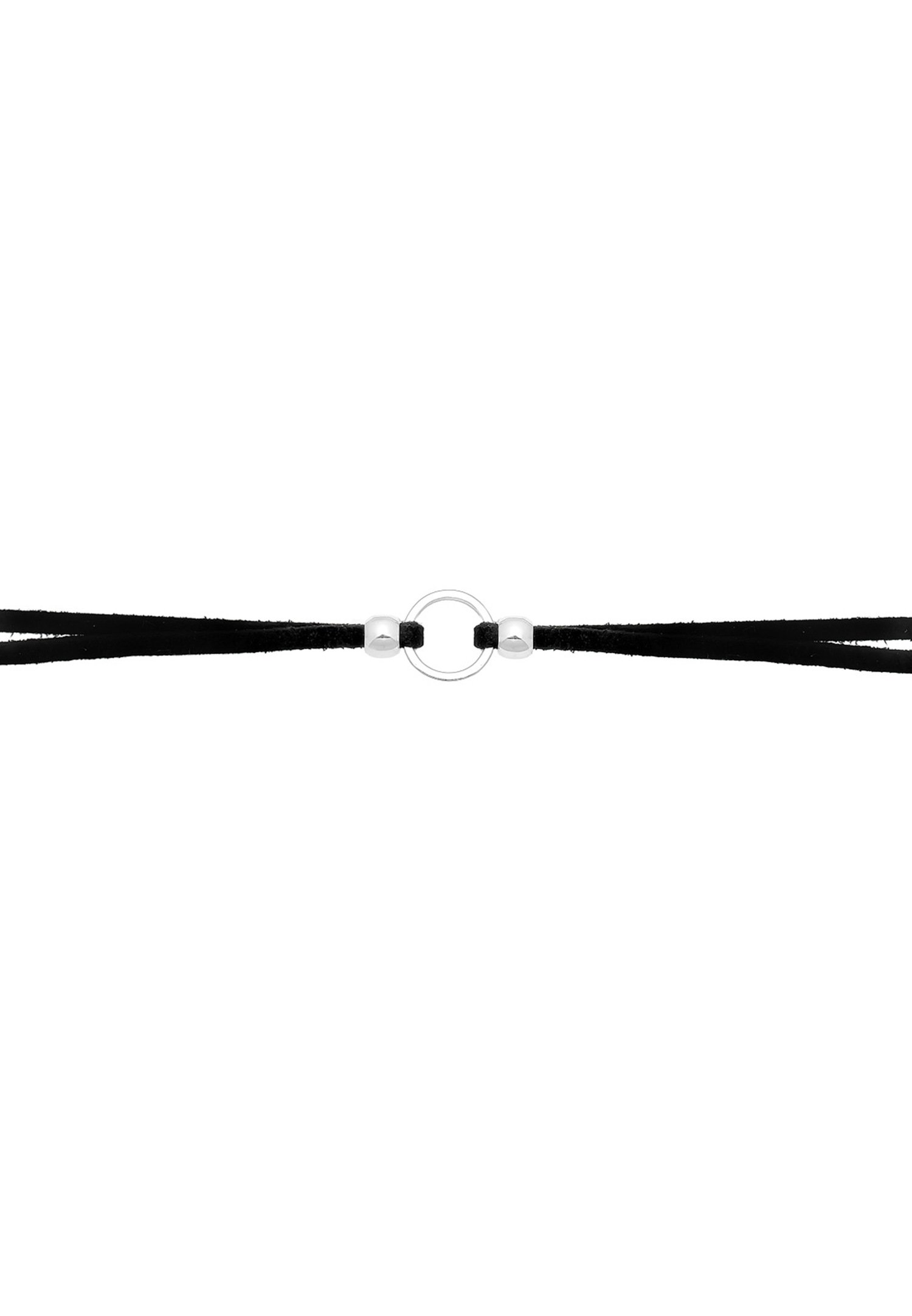 Elli Femmes Choker Tendance Cercle avec Cuir Velours Noir en Argent Sterling 925