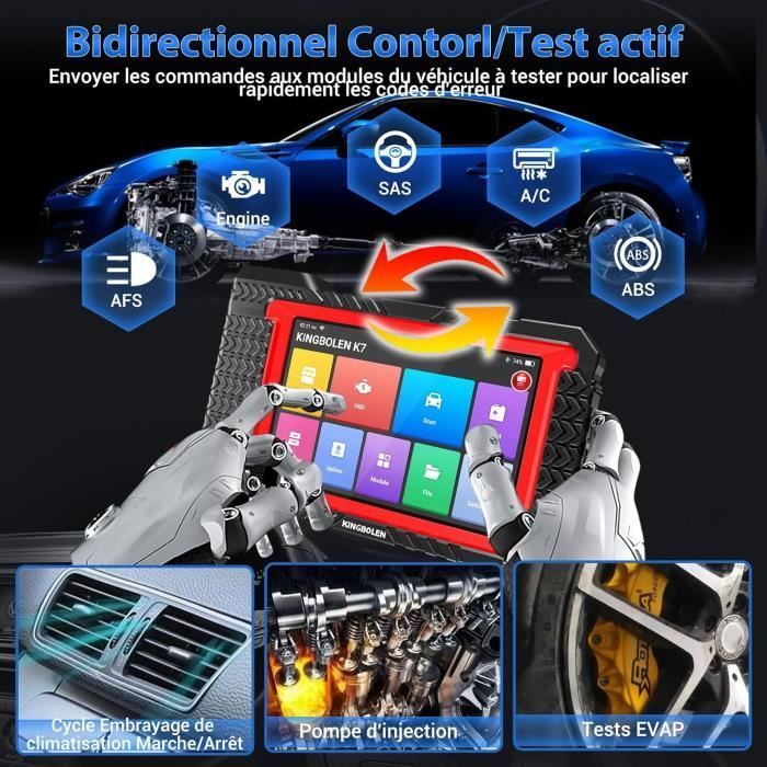 Valise de diagnostic auto - KINGBOLEN - K7 - 31 services - Codage ECU - Écran LCD 7 pouces