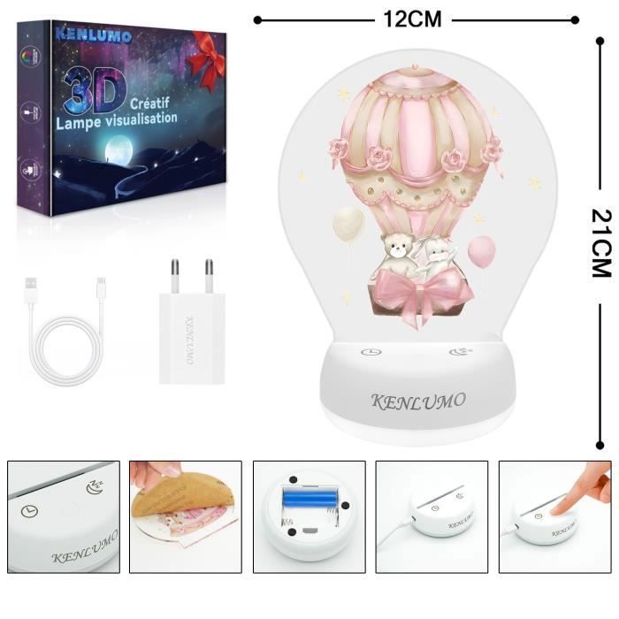 KENLUMO Lapin Veilleuse bébé Noël Enfant Cadeau Lumière blanche et chaude trois couleurs Ajuster la luminosité orner Lampe de
