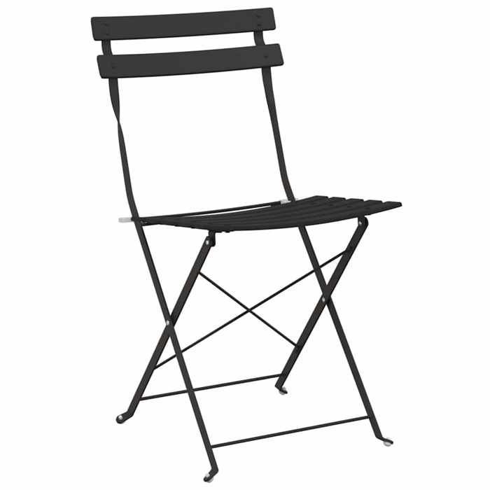 Folding bistro set - BURKE - Anthracite - Steel - 3 pieces - Folding table - Folding chairs - 50x50x71 cm