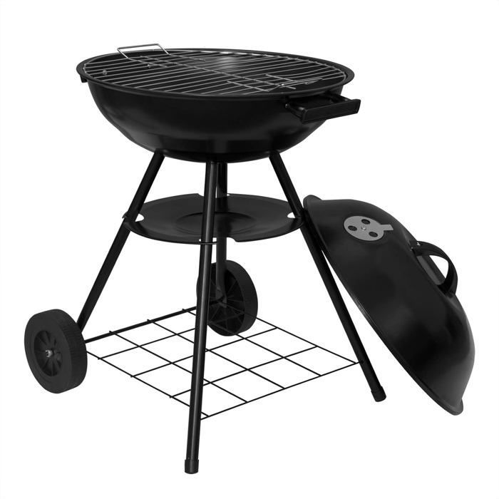 Barbecue a carbone WOLTU, griglia con ruote, 44x73 cm, per giardino o campeggio, nero