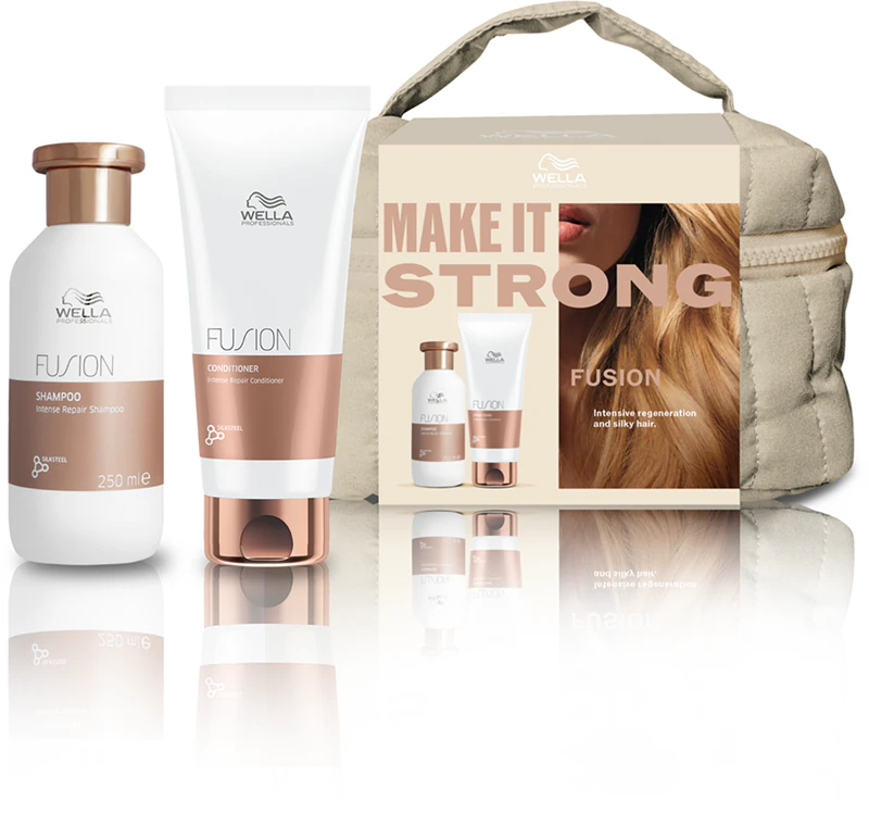 Kit de presente Wella Professionals Fusion para cabelos coloridos e danificados.