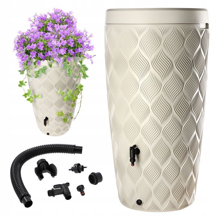 Réservoir d'Eau de Pluie 240L avec Pot de Fleur et Robinet - KADAX