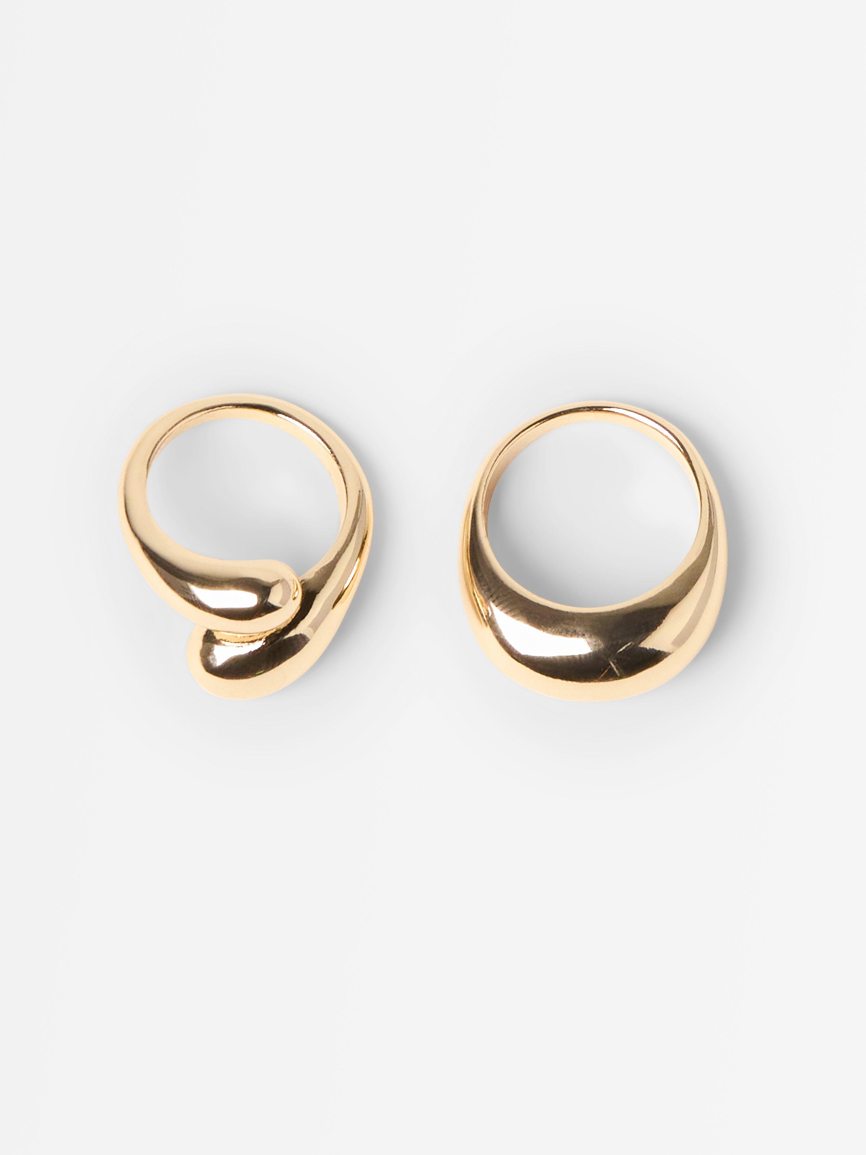 Conjunto de 2 anéis dourados