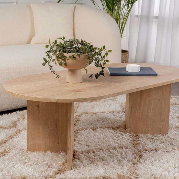 Table basse ovale en aggloméré coloris chêne saphir L119 cm - IRIS