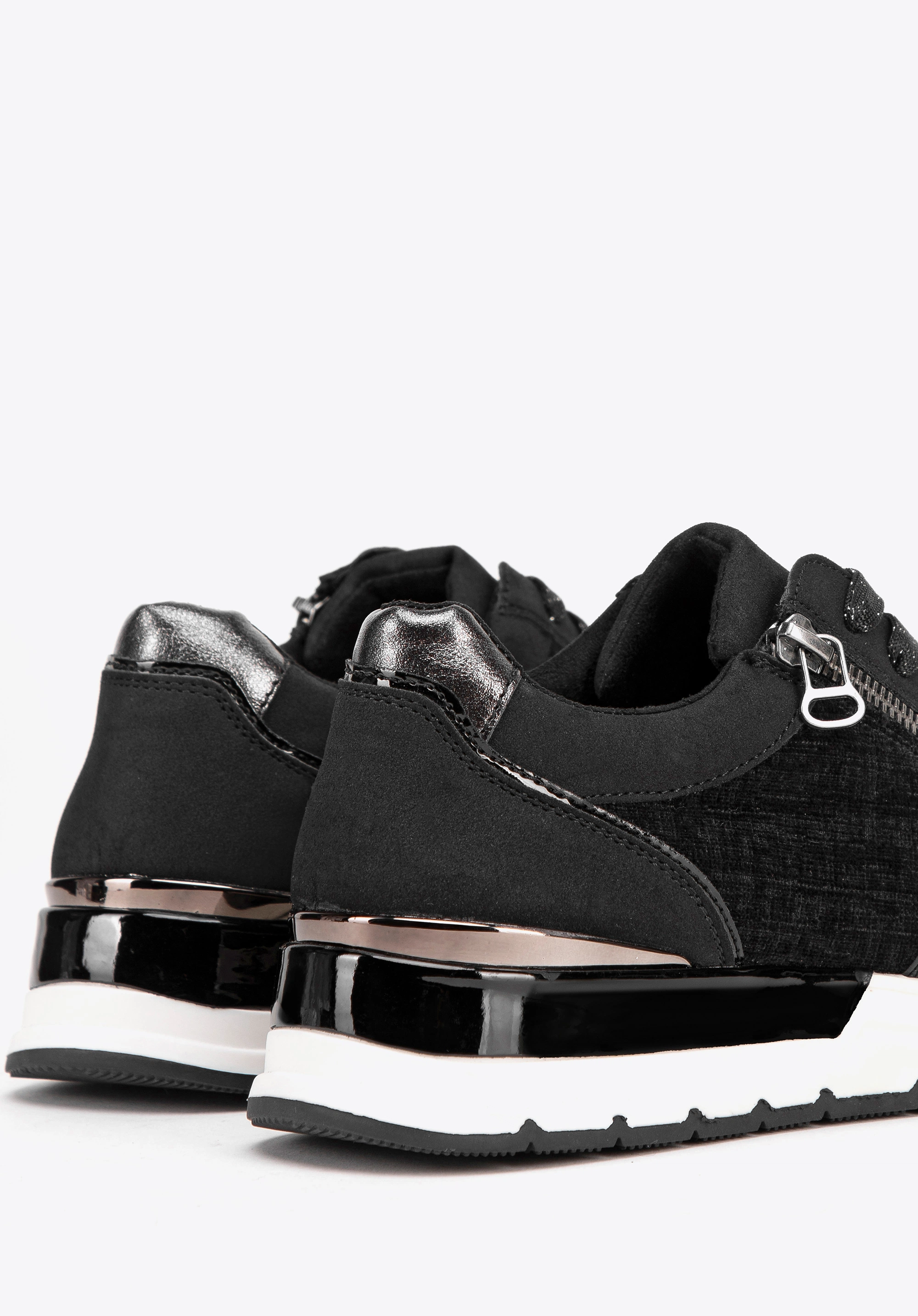 Damskie sneakersy z suwakiem na boku czarne