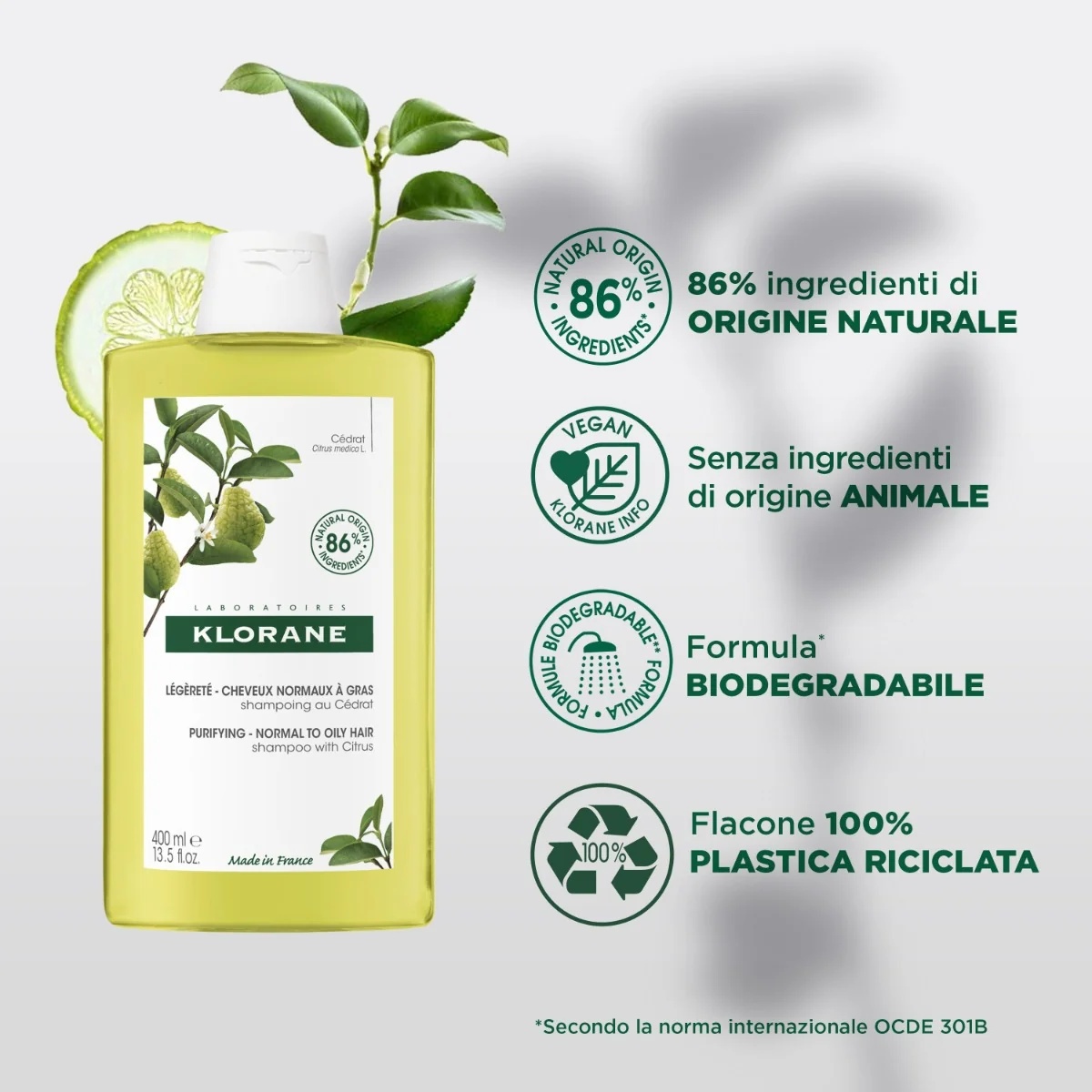 KLORANE Ceder Shampoo 200 ml reinigt en revitaliseert.