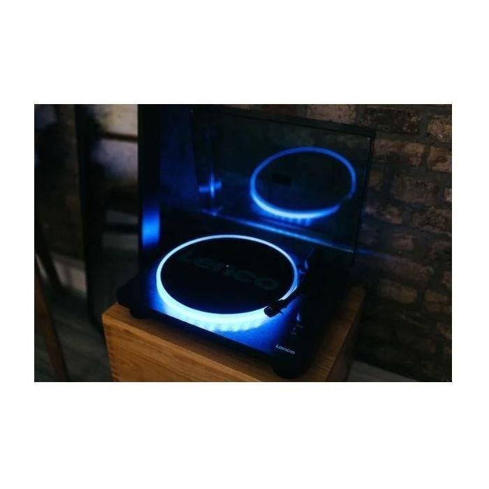 Lenco LS-50LEDBK - Platine vinyle avec haut-parleurs intégrés et éclairage LED