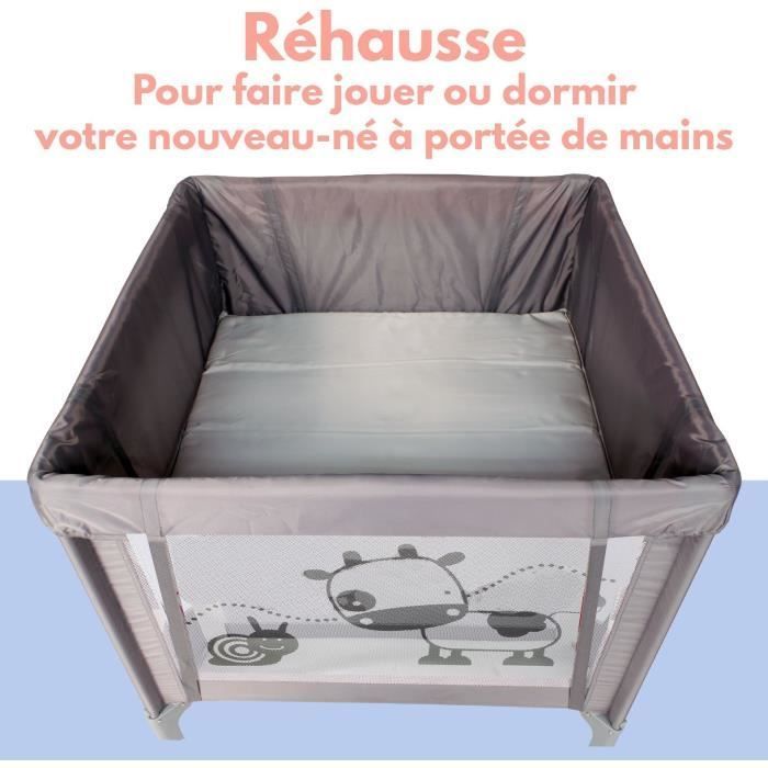 BAMBISOL - Parque infantil/cuna plegable de 90x90 cm con 2 niveles para dormir - Bolsa de transporte, zona de juegos
