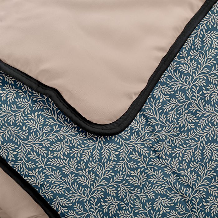 Couette Imprimée Chaude Omara 220x240cm Lit 2 places - Édredon 350g/m² Microfibre Fabriqué en France - Bleu Paon/Beige - BLEU CALIN