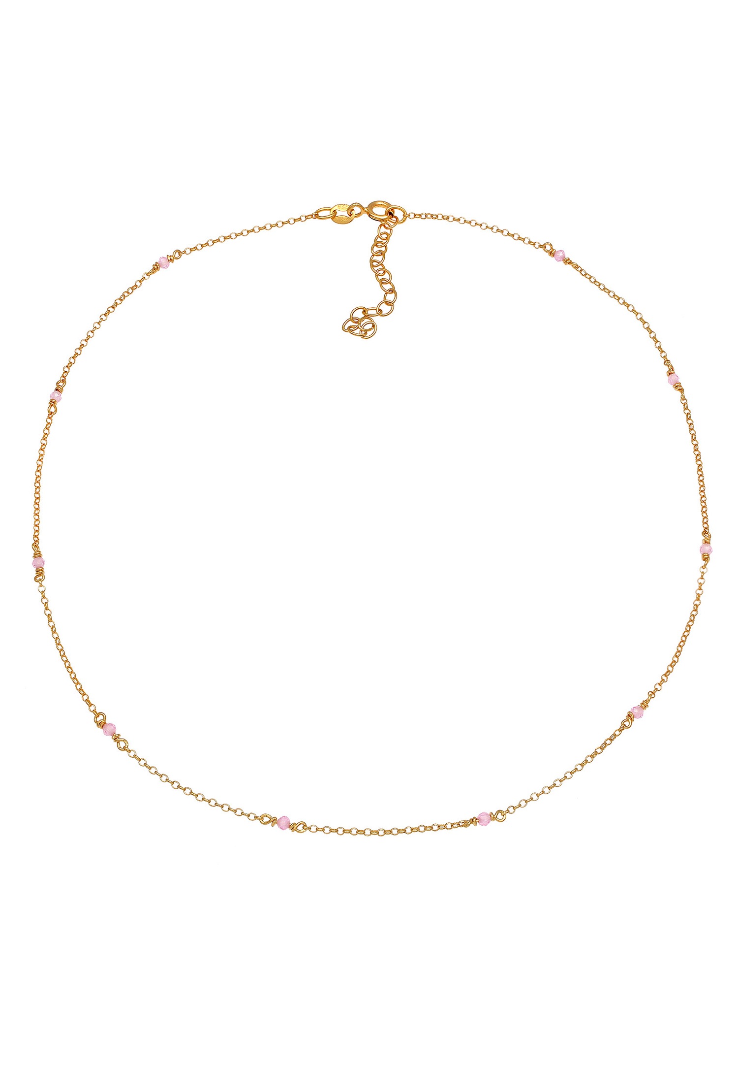 Elli Tendance Filigrane du collier pour dames avec des perles de quartz rose en argent sterling plaqué or 925