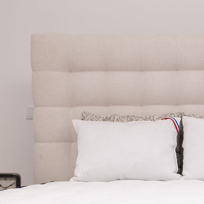 Tête de lit capitonnée VIEW en tissu haute qualité coloris beige - largeur 90 x longueur 105 cm