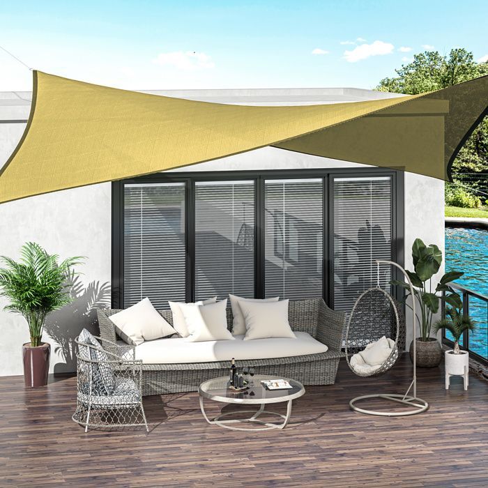 Outsunny - Vela ombreggiante - HDPE - 600x400 cm - Beige