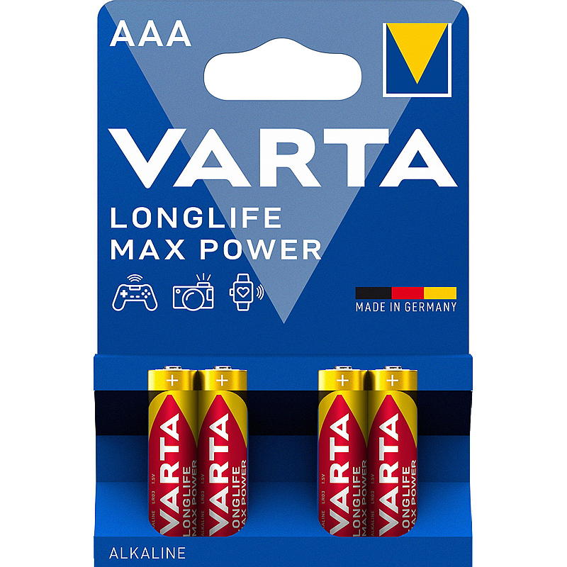 Batteria Varta 4 confezioni AAA a lunga durata Potenza massima Varta
