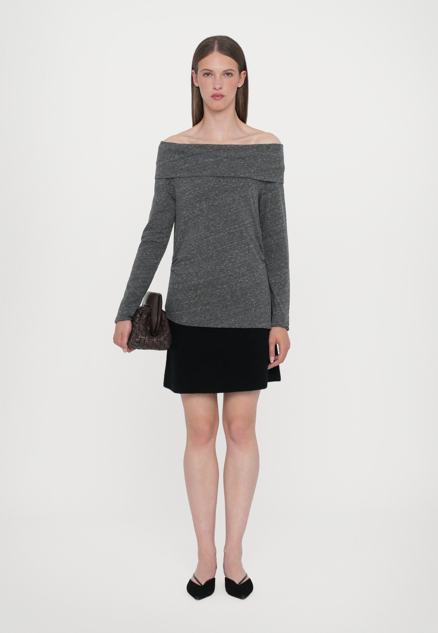 Maglia a maniche lunghe asimmetrica chiusa - grigio scuro