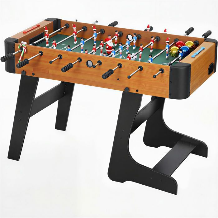 Baby-foot pliable en bois table de babyfoot pliable sur pied avec 2 balles 22 joueurs, 118 x 107,5 x 78 cm, marron