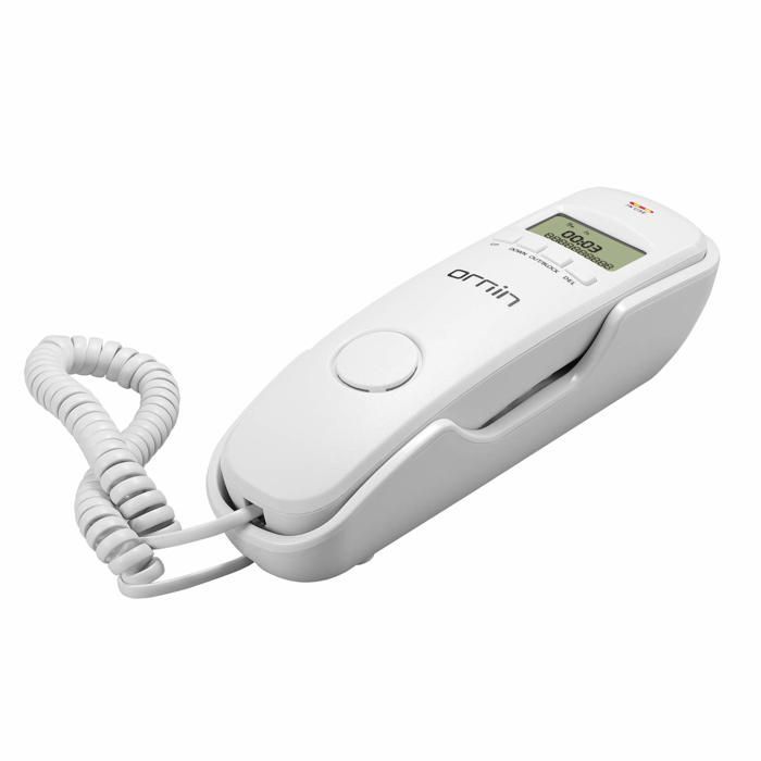 ORNIN T112 - Trimline vaste telefoon met nummerweergave, wandmontage, wit