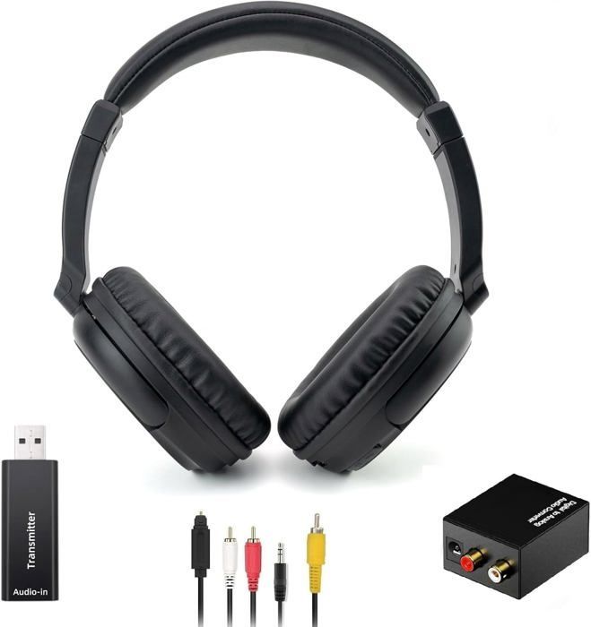 Wireless TV Headphones with USB Transmitter for Seniors, Bluetooth 5.3 On-Ear Headphones, 30-Hour Battery Life, Retractable Headband