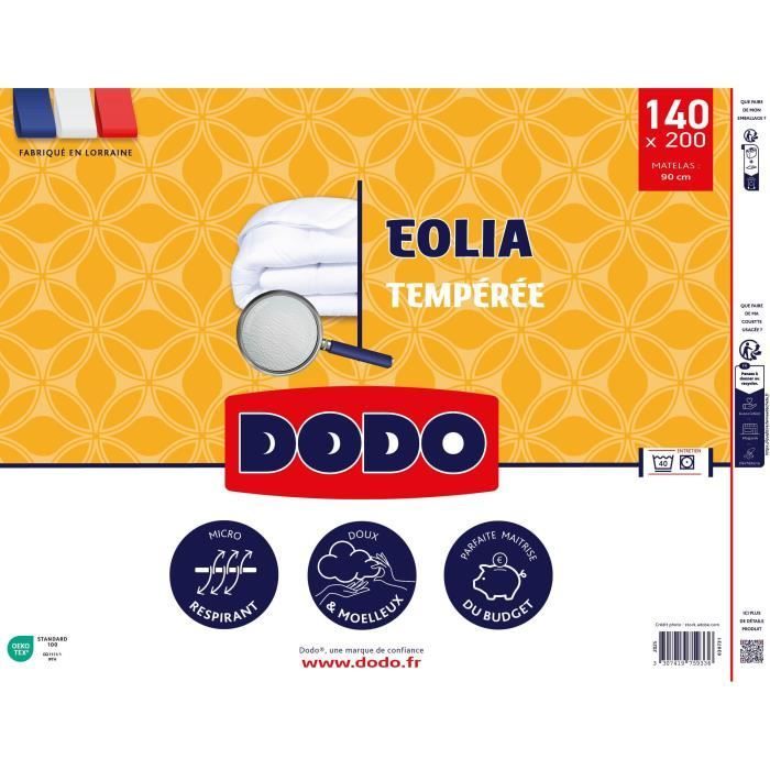 DODO - Edredón de peso medio 300 g/m² - EOLIA - 140 x 200 cm - Blanco