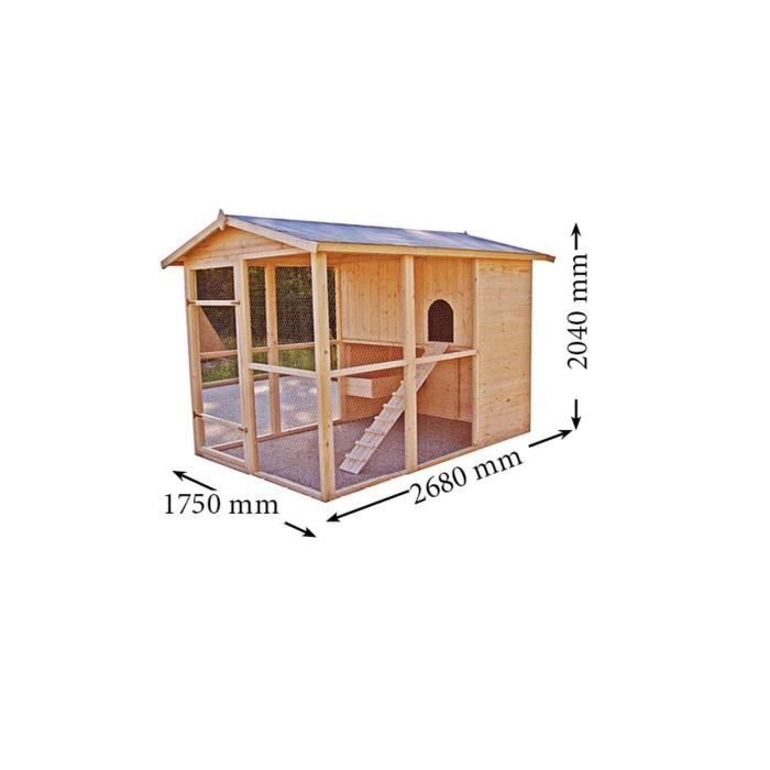 Poulailler très grande taille XXL toit bitumé 4,69m² - Pour 6-10 poules